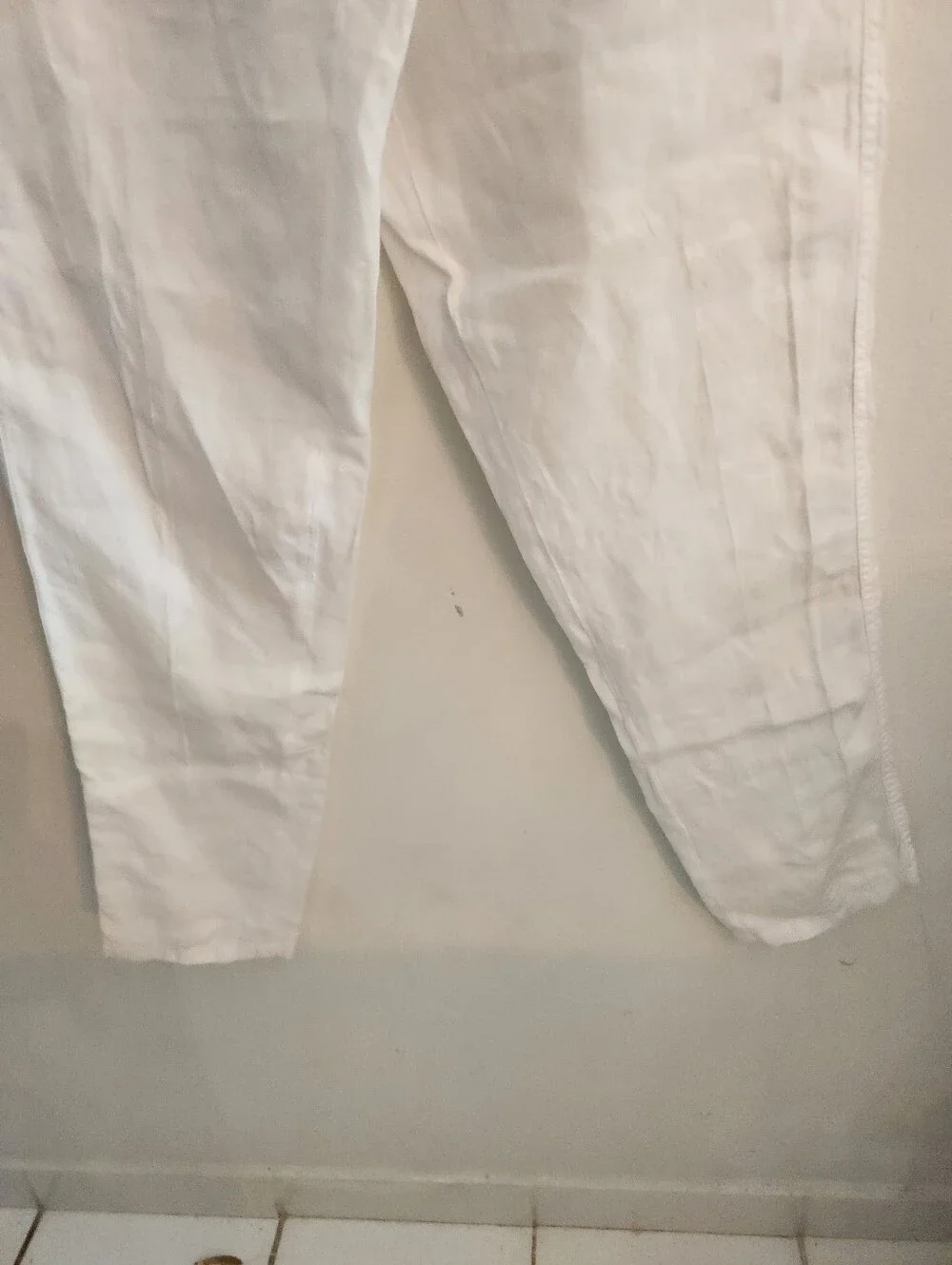 Vilebrequin 100% Linen White Textured Layered Slim Mens Pants Size Xl